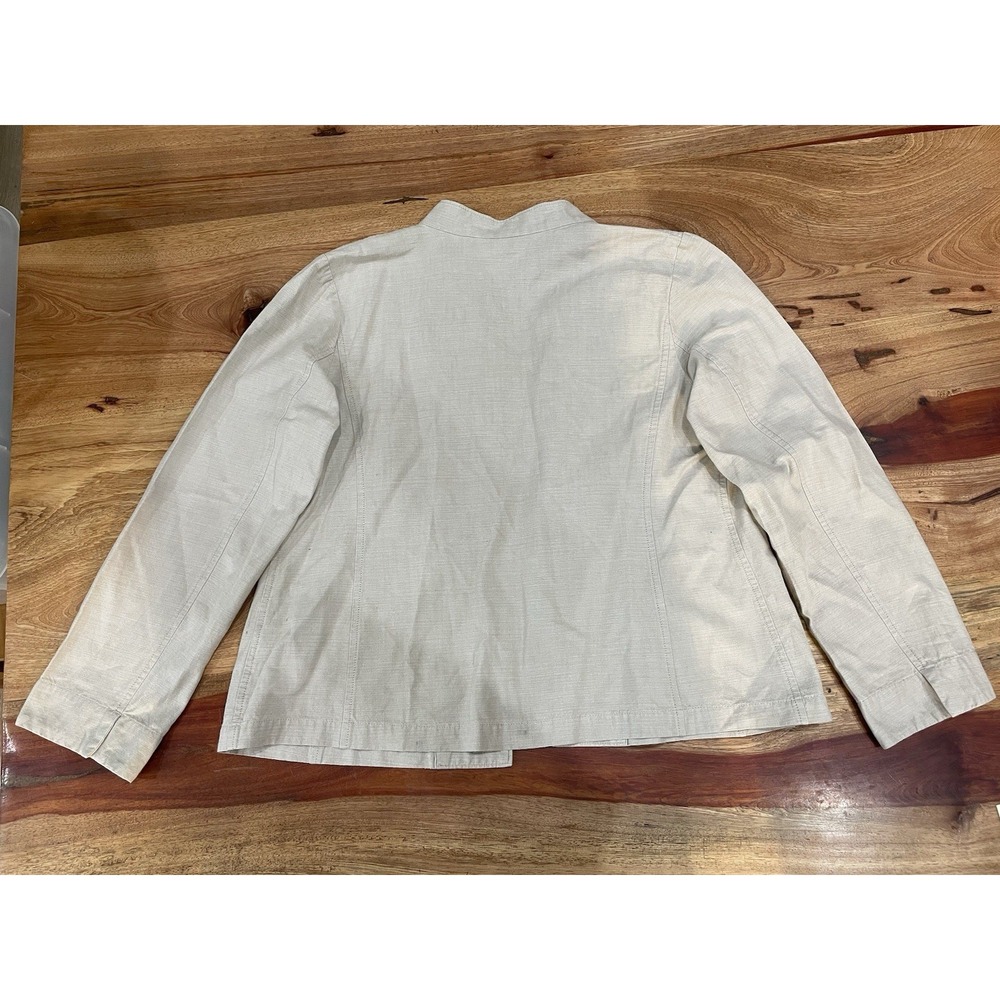Eileen Fisher Women's Beige Canvas Button Front Jacket Pockets Long Sleeve Sz M - Picture 5 of 5